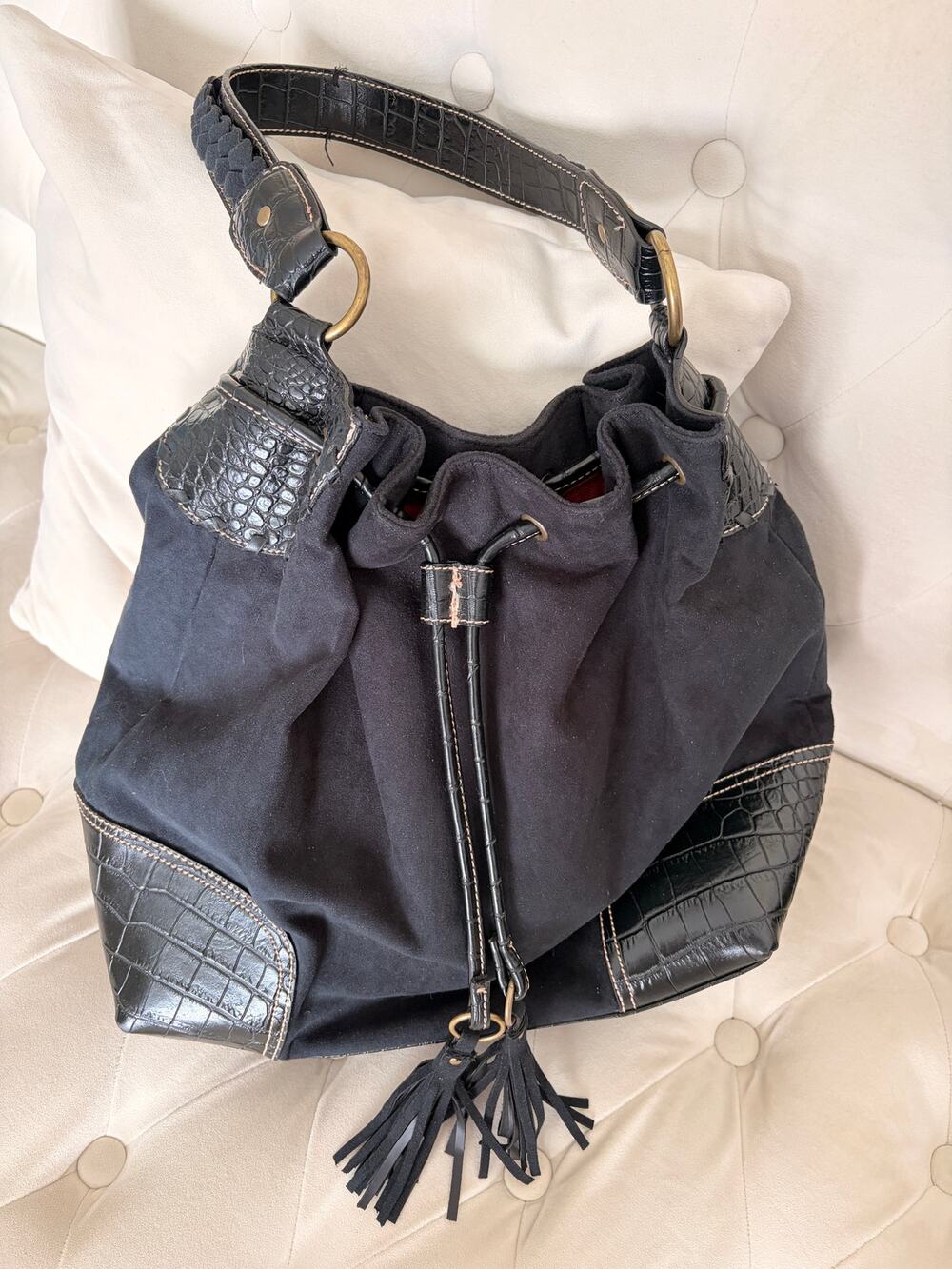 Vintage Black Faux Leather Purse
